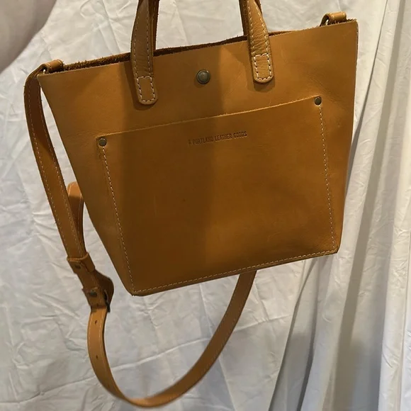 Portland Leather | Mini Crossbody Tote in Sunflower Yellow - Picture 4 of 4